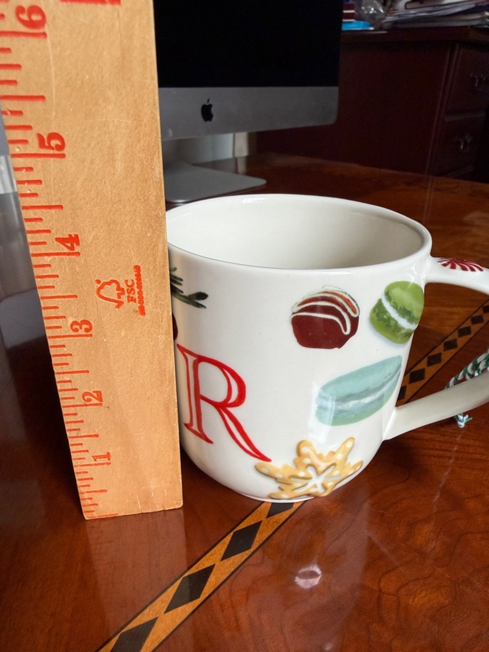 Monogram R Holiday Ceramic Mug - Picture 7 of 7